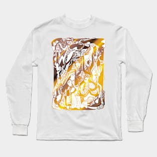 White Gold Abstract Wave of Thoughts No 4 Long Sleeve T-Shirt